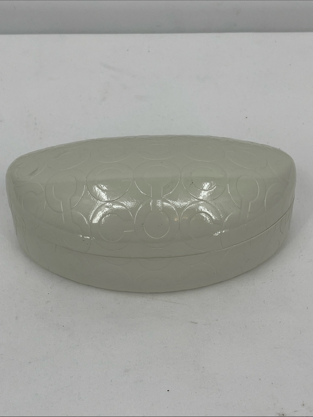 Coach Cream Embossed Signature Eyewear Case With cleaning cloth